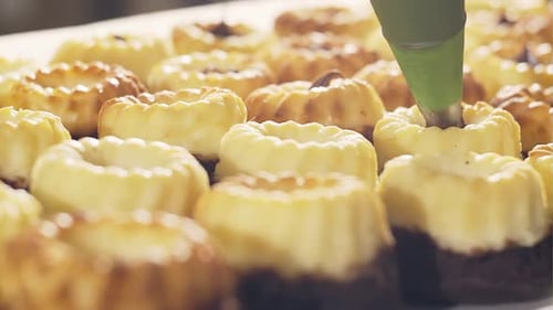 Chef Fills Ring Cakes with Chocolate