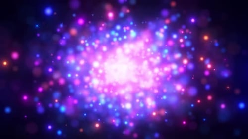 Abstract background of magic dust particles and beautiful bokeh, particles glow and move with wave