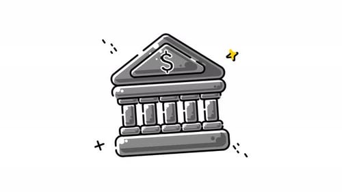 Stylized Bank Building With A Dollar Sign