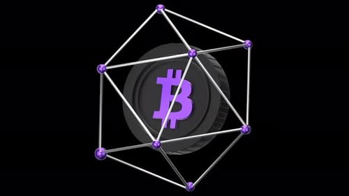 bitcoin network 3d Animation, Alpha Channel, Transparent Background