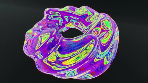 Abstract Spinning Transforming and Changing Torus Figure Isolated on a Black Background