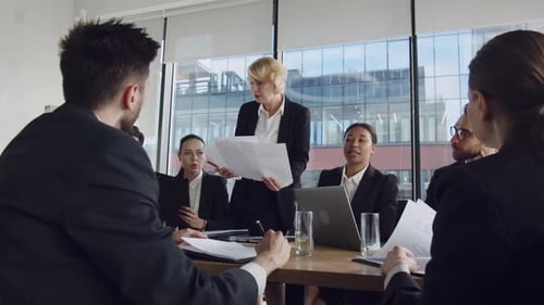 Group Meeting of Businessman People in Office Company Meeting for Brainstorm in Big Office Ceo