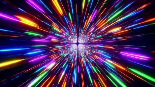 Tunnel hyperspatial abstrait à la vitesse de la lumière au néon avec col vibrant