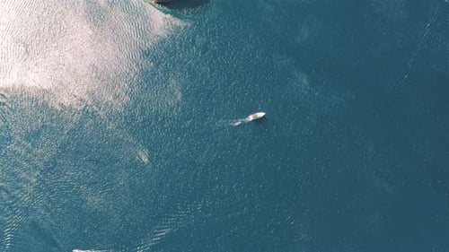 Aerial drone flying over the mediterranean sea with sailing boats, yachts in the bay lagoon. Golden