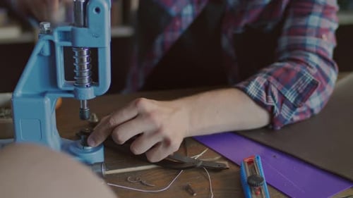 Leather Workshop Metal Button Insertion