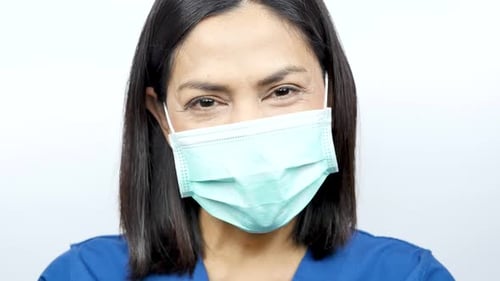 Close Up of Woman with Medical Mask