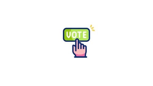 Animated Hand Pressing Vote Button Flat Design Icon