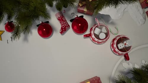 Christmas And New Year Background With Decorations And Present