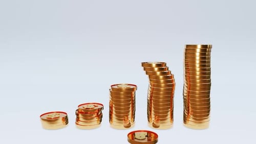 Animated Stacking Gold Coins Financial Growth Bar Graph