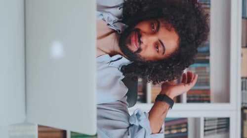 Engaging Online Learning Session in a Cozy Home Office Setting