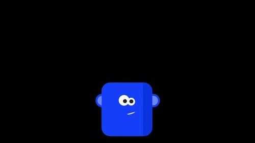 Flat 3D Rotating Character Head Jumping On Alpha Channel 4K