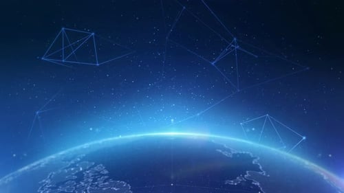 Digital Network Over Earth Globe Technology Background Loop