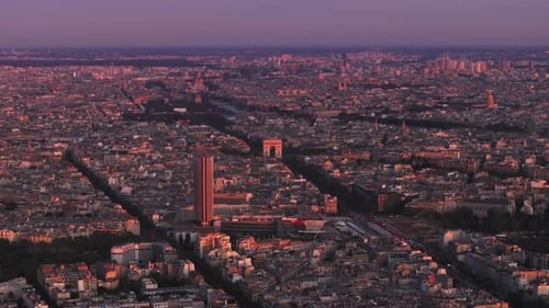Aerial View of Metropolis at Sunset Romantic Footage of Historic City Center with Popular Tourist