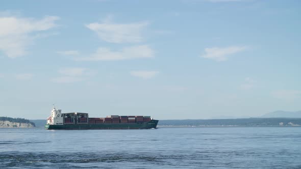 Large commercial container ship making its way through the Puget Sound ...