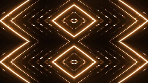 Dynamic golden light display with rhythmic pulsing geometric shapes