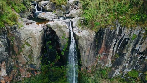 Dangerous Waterfalls Landscape Aerial View Cold Streams Flowing Mossy Cliffs
