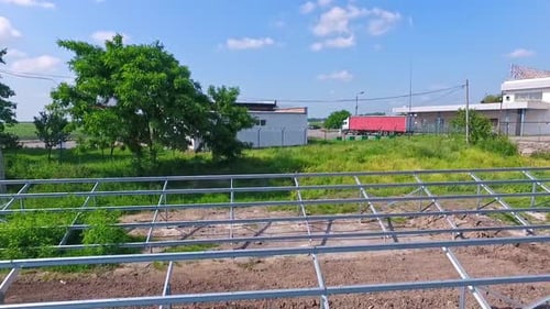 Building of innovative solar power station in nature.