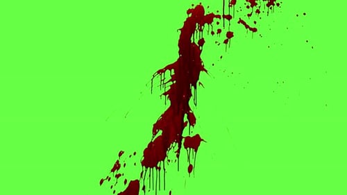 Carnage Collection: Chroma keying effect of blood splashing and dripping slowly disappearing at the
