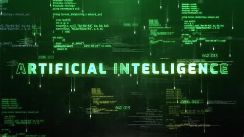 Artificial Intelligence Word On Style Hologram Video 02