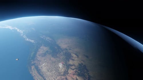 Earth from Space with Orbiting Satellite