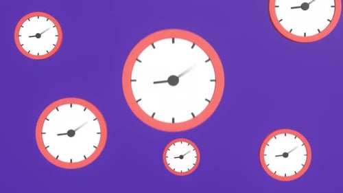 3D Animated Clocks With Moving Arrows. Many Time Lapse Clock Animation.