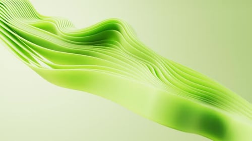 Flowing gradient green curve ribbons background