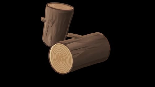 Animated Wooden Logs Falling and Piling Up Seamless Loop