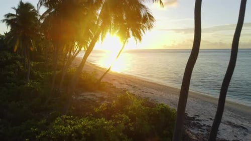 Paradise Tropical Beach on Maldives Island with Sunset Sunshine Summer and Travel Vacation Concept