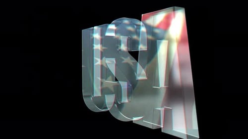 USA American waving flag on 3d glass symbol seamless loop