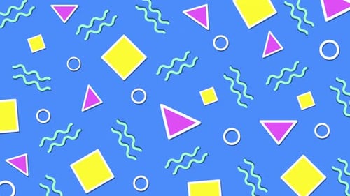 Fondo de patrón abstracto con formas geométricas multicolores brillantes en bucle