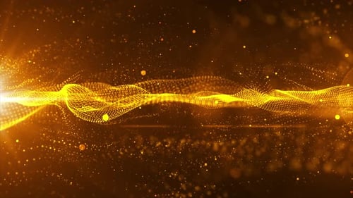 Golden Particle Wave Abstract Fluid Motion Background