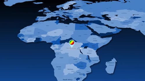 Animated World Map Zoom with Location Pin on Rwanda