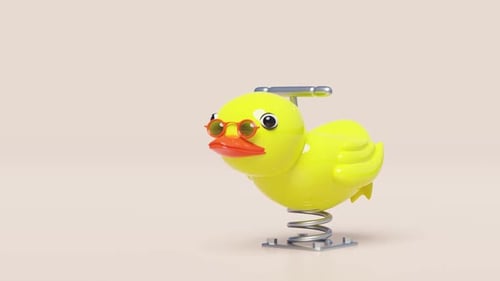 Whimsical Yellow Rubber Duck on Spring