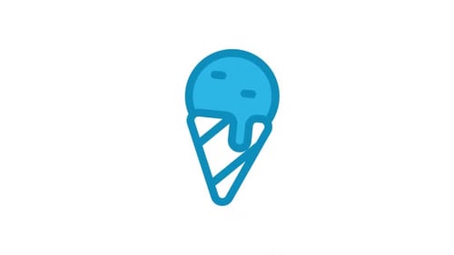 Flat Design Melting Ice Cream Cone Icon Animation