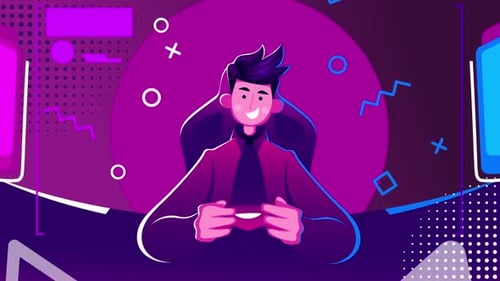 Young Man Playing Console Video Game