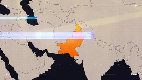 Digital World Map Zoom and Country Highlight with Glitch Effects