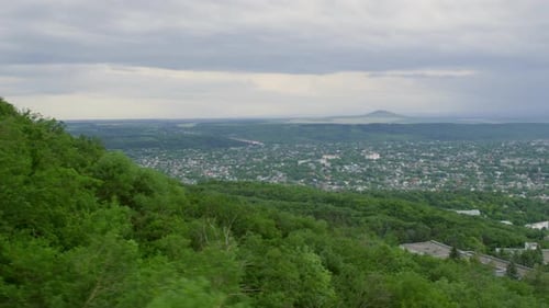 Beautiful View of Trees Growing on Mountains By Townscape
