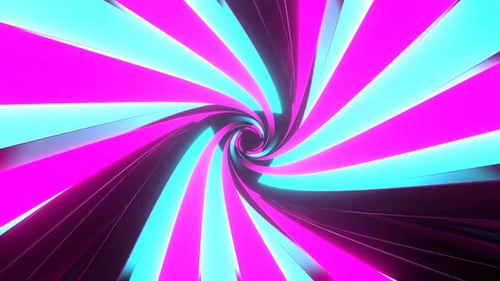 Cyan And Pink Rotating Light In Triangular Tunnel Background Vj Loop In 4K