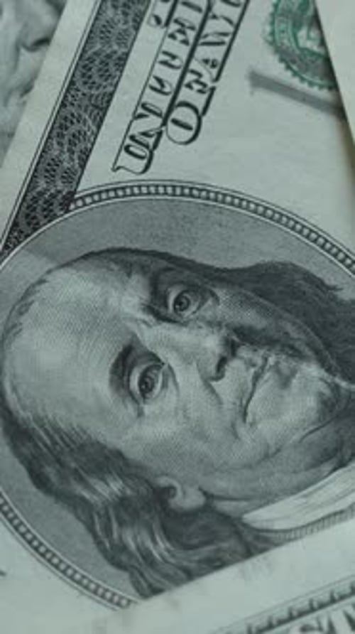 Vertical Video Cash Money Background Dollar Banknotes Close Up