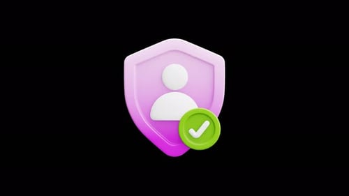 User Data Protection Shield Check 3d Icon Animation