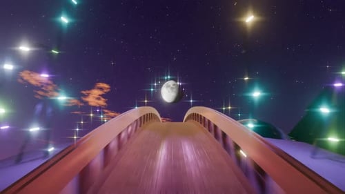 Magical Christmas Night Journey Animation with Festive Ornaments