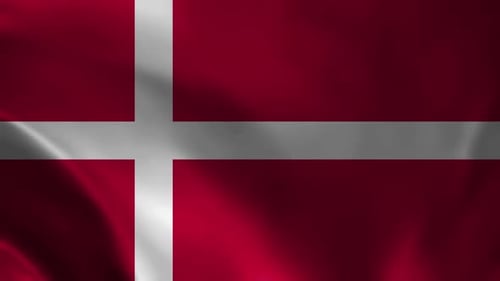 Realistic Denmark Flag Waving Loop Animation