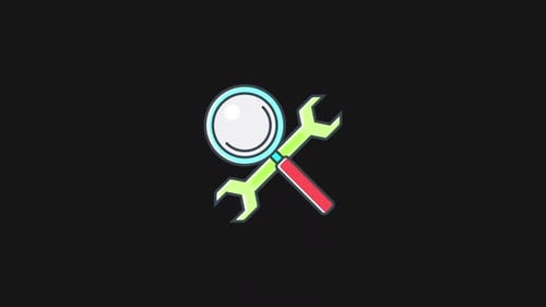 Flat Design Animated Magnifying Glass and Wrench Icons