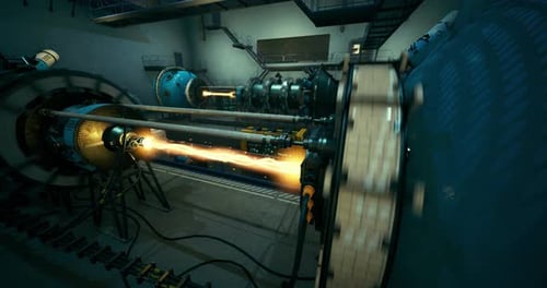 Futuristic Machine Firing Energy Beam Animation