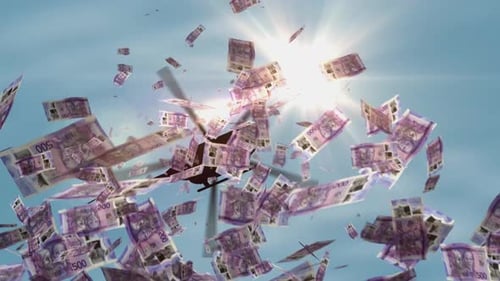 Jamaica Dollar JMD 500 banknotes helicopter money dropping
