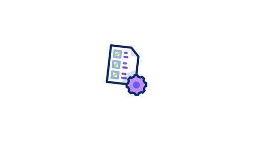 Animated Document Checklist with Rotating Gear Icon