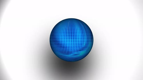 Animated Blue Grid Sphere with Glowing Global Network