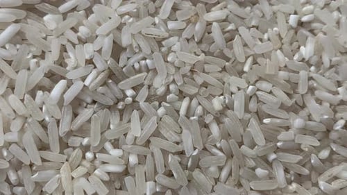 Macro Shot of Pile of White Rice Grains