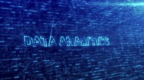 Concepto de análisis de datos sobre red de tecnología futurista azul con fondo de ciberespacio digital