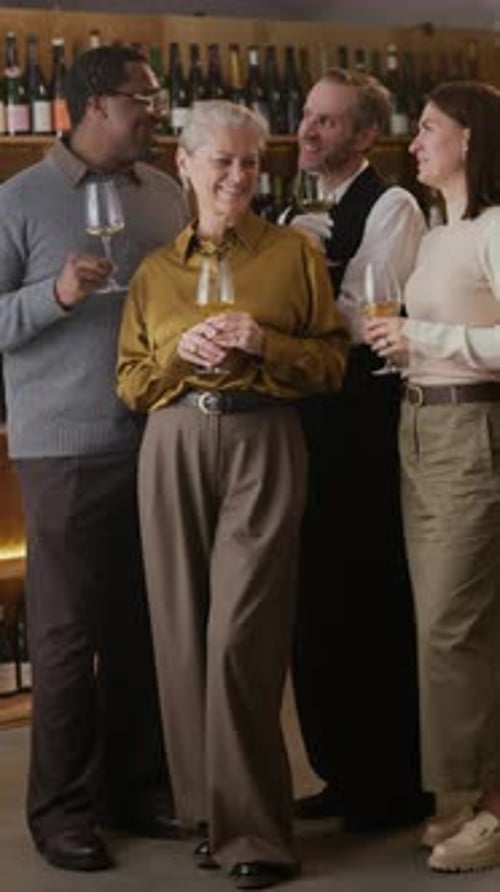 People Holding Wine Glasses in Wine Cellar